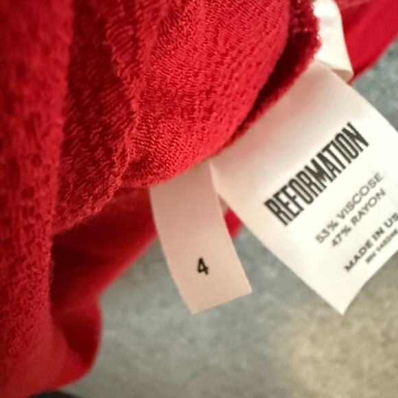 Reformation Dress Womens 4 Red Long Sleeve Zip Chest Cut Out Midi Dress Bodycon - Picture 8 of 12